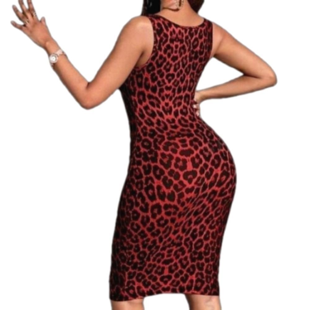 Leopard print bodycon tank dress sz small - Picture 4 of 5